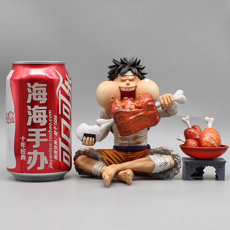 12 см цельные фигурки GK Monkey D. Luffy героев ужин вечеринка сидящий мясо ест Луффи