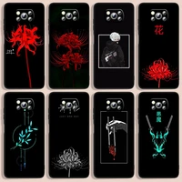 tokyo ghoul red flowers phone case for xiaomi poco f1 x2 f2 x3 c3 m3 f3 x4 m4 f4 pro 5g nfc gt black luxury silicone funda cover