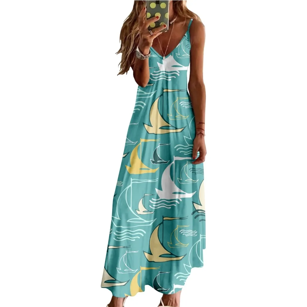 Длинное платье В Гавайском пляжном стиле темпераментное женское красивое и