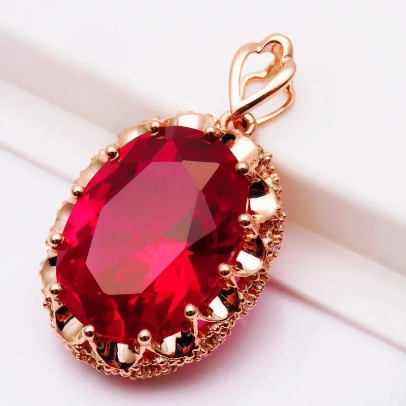 

Роскошное ожерелье с рубином для женщин, позолоченное фиолетовое золото 585 пробы, цвет розовое золото 14 к, новый продукт, подвеска, свадебный...