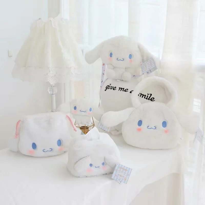 

5style Sanrio Series Cinnamoroll Plush Bag Toy Soft Stuffed Peluches Purse Shoulder Crossbody Paper Towel Bag Doll Gift for Girl