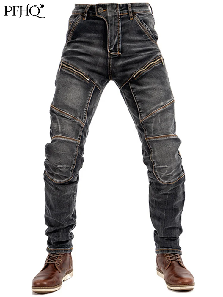 

PFHQ 2022 Men's Cool Casual Motorcycle Pants Jeans Fashion Streetwear Tactical Protection Gear Riding Motocross Trousers 21Q1489