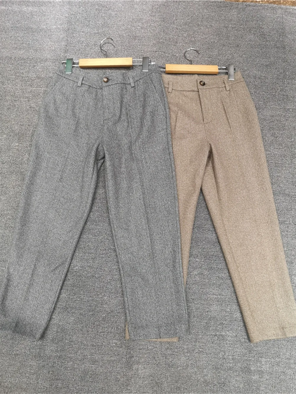 Women Trousers High Waist Cropped Simple Solid Zipper Fly Ankle-length Pants Wool Blends Casual Spring Summer 2023 New
