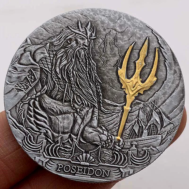 Римская империя древний греческий морской Бог Poseidon никелевая и Серебряная