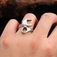 trendy 316l titanium stainless steel punk biker wrench rings for women men fashion simple geometric opening ring jewerly gifts