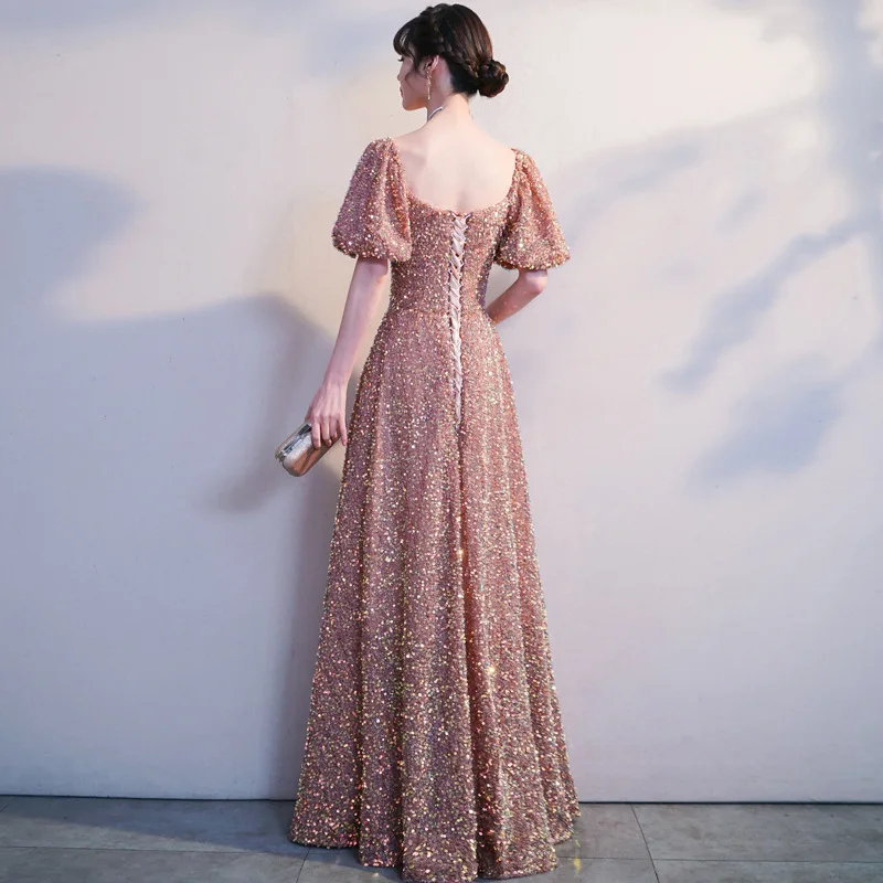 Sequins Evening Dress Women'S Small Temperament Chorus Performance Dress Host Banquet Evening Dress In Autumn And Winter 2022