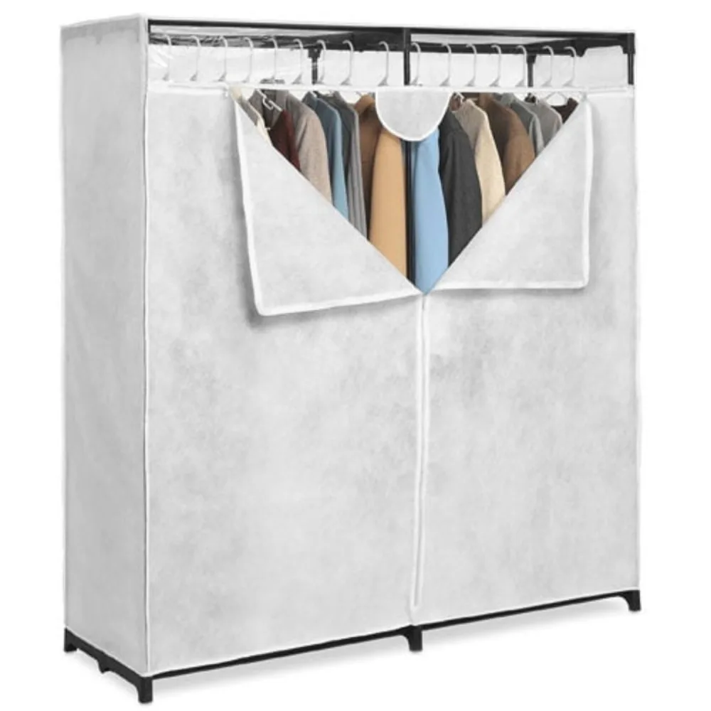 

60-inch White Extra-Wide Portable Closets Wardrobe Cabinets for Living Room Storage Organizer