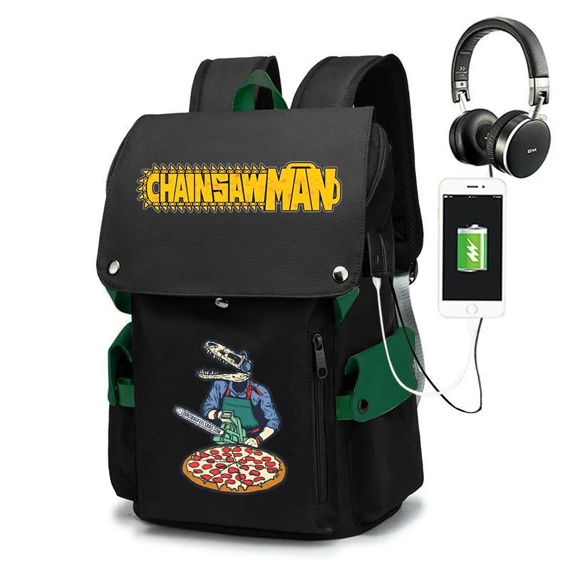 

Chainsaw Man USB Bag Kids Backpack Animation Printing Bag Teen Student School Bag Outing Travel Bag Black Casual Bag