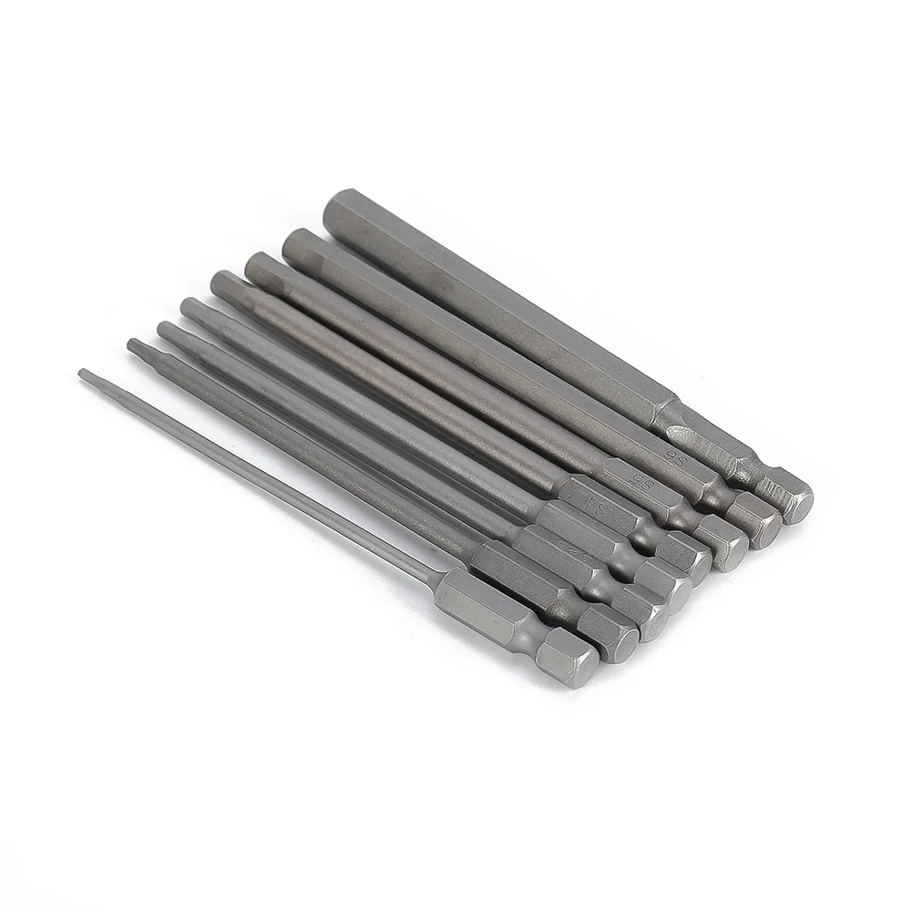 

8pcs/set Drill Bit Set Hex Head Wrench Screwdriver Socket 1/4" Shank 100mm Length Magnetic Hexagonal Bit Screwdriver Socket