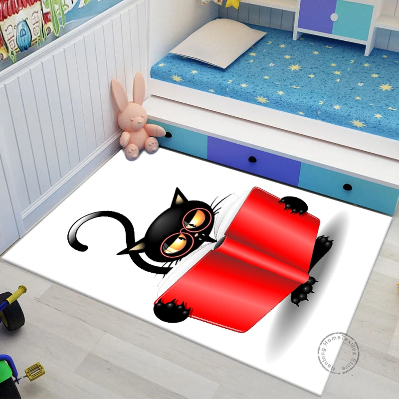 

Ковер 3D с изображением черной кошки в новогоднем подарке, ковер с высокой четкостью печати, декоративный ковер для гостиной, дивана, Противоскользящий коврик, alfombra, Прямая поставка