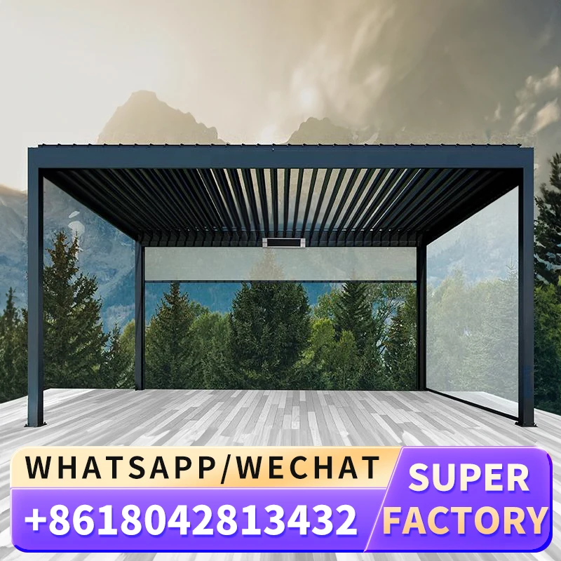 Беседка алюминиевая биоклиматическая беседка 4x3 моторизованная Жалюзийная