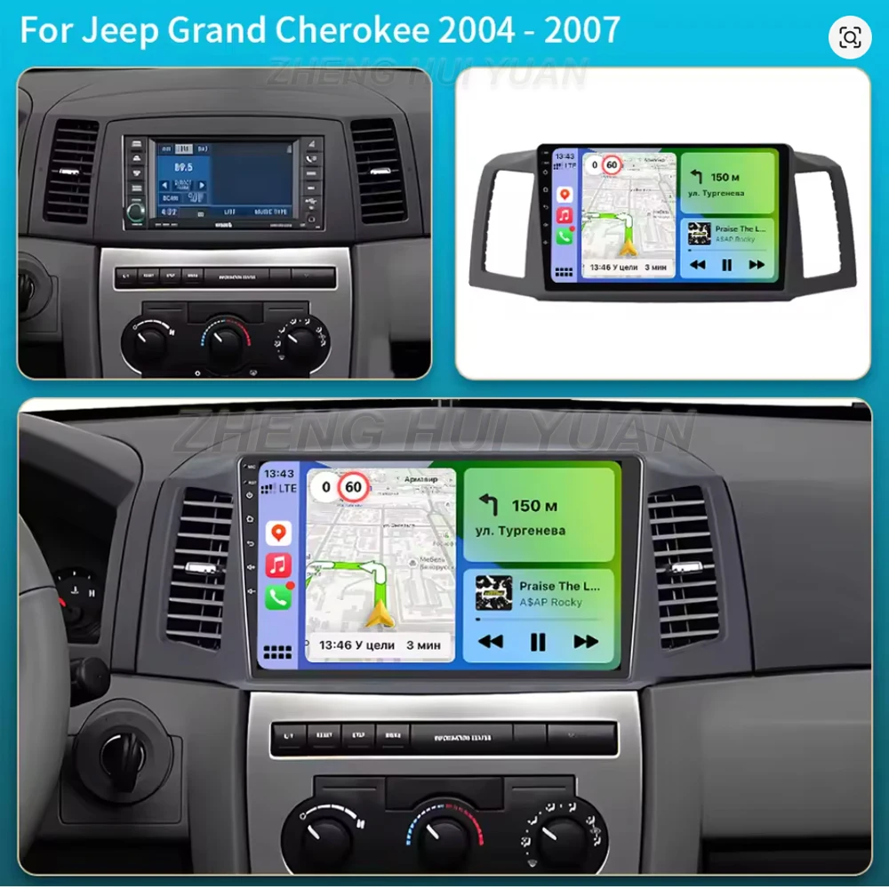Фото Для JEEP Grand Cherokee WK 2004 2005 2006 2007 Android 15, автомобильный радиоприемник, мультимедийный плеер, Android Auto Carplay, головное устройство, навигация №2