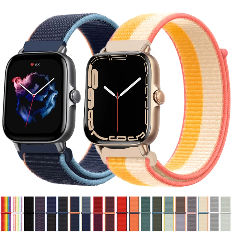 20 мм 22 нейлоновая петля для Amazfit GTS3/2e/GTS2 Mini/GTR 3 Pro 42 мм/47 мм/GTR2/2e/stratos 2/3 спортивный