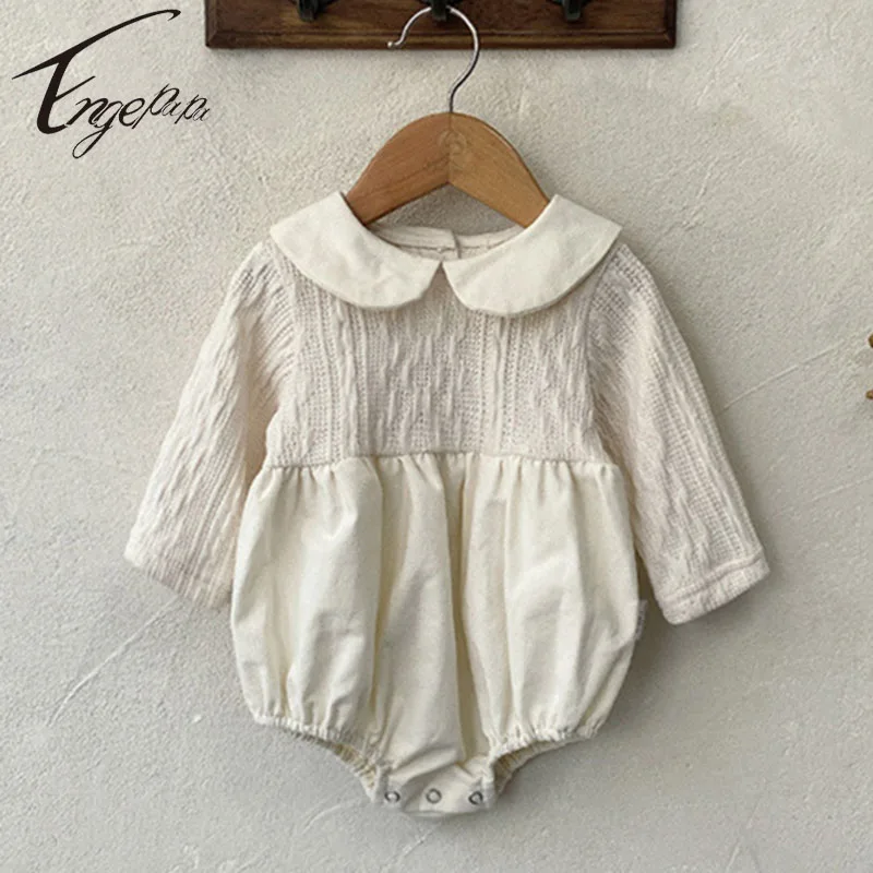 

Engepapa Princess Baby Girls Rompers Toddler Girls Pure Jumpsuit Rompers Baby Long Sleeves Spring Autumn Rompers Solid Clothes