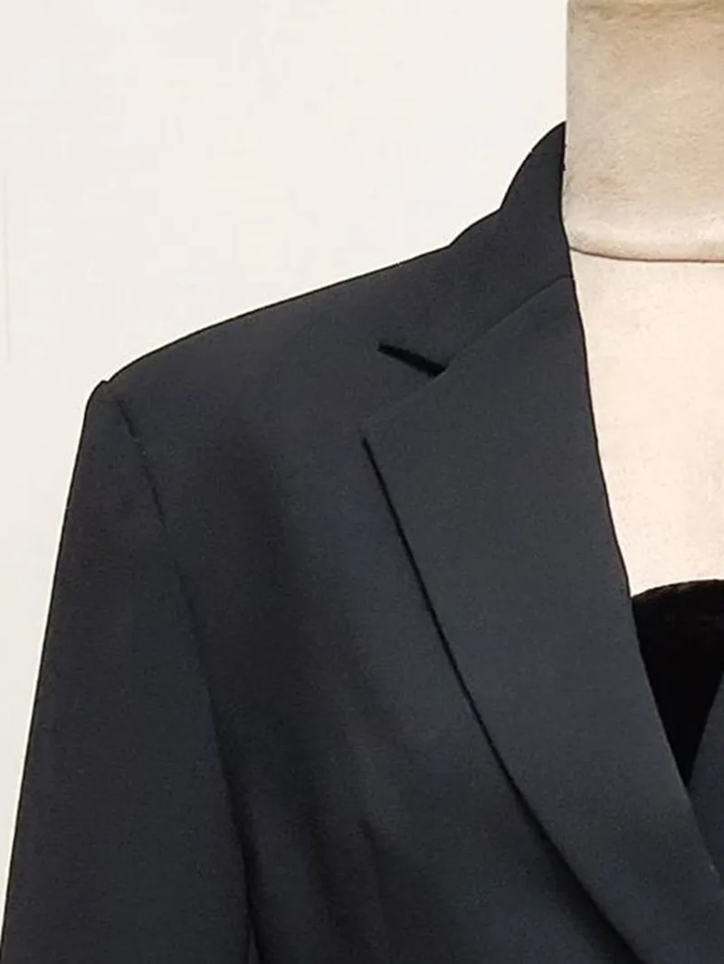 

Women High Waist Notched Short Dress Single Breasted Long Sleeve Office Lady Solid Color Mini Robe