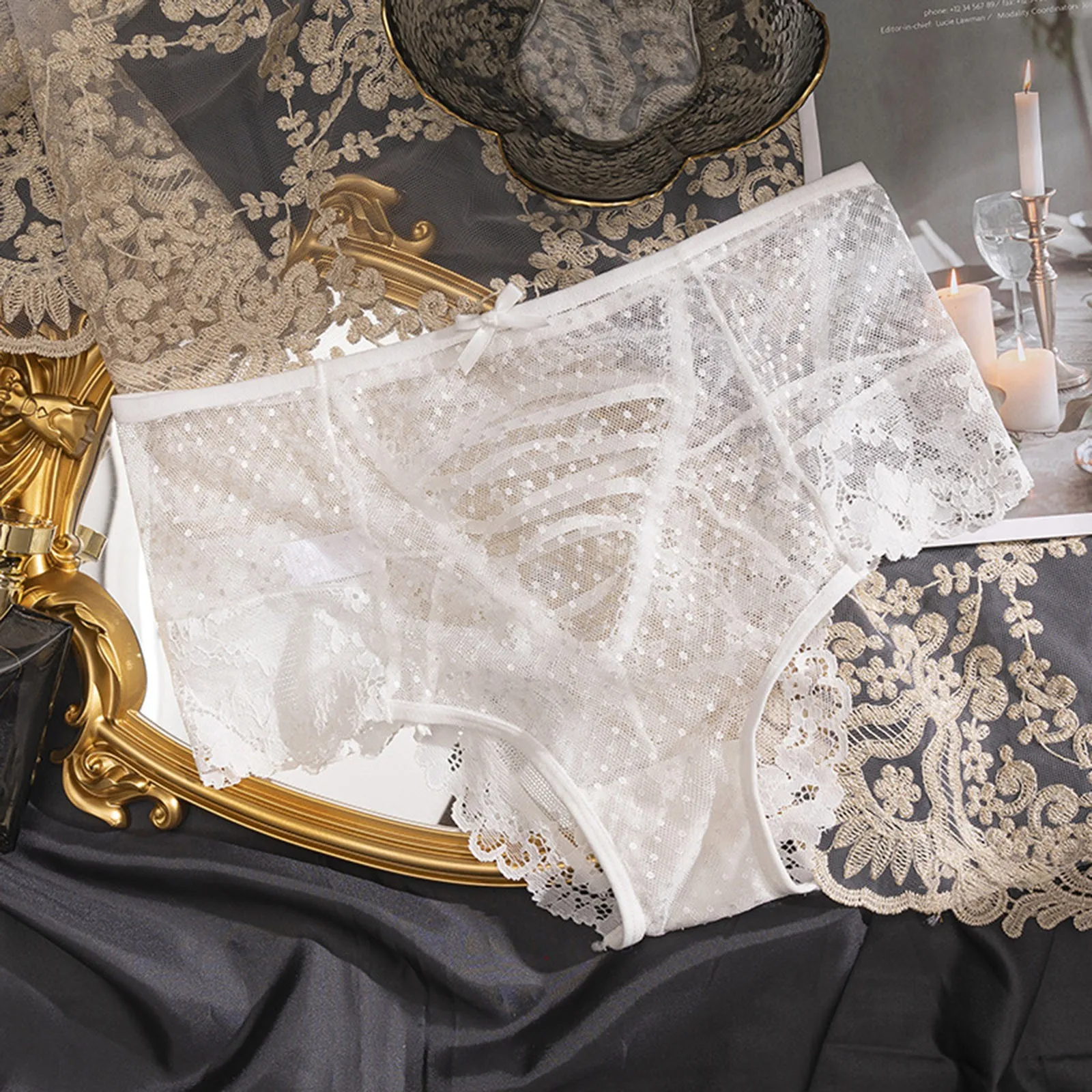 

Пикантные трусы на шнуровке сзади, дышащие трусы в горошек с низкой талией и вышивкой, Женские однотонные удобные прозрачные трусы