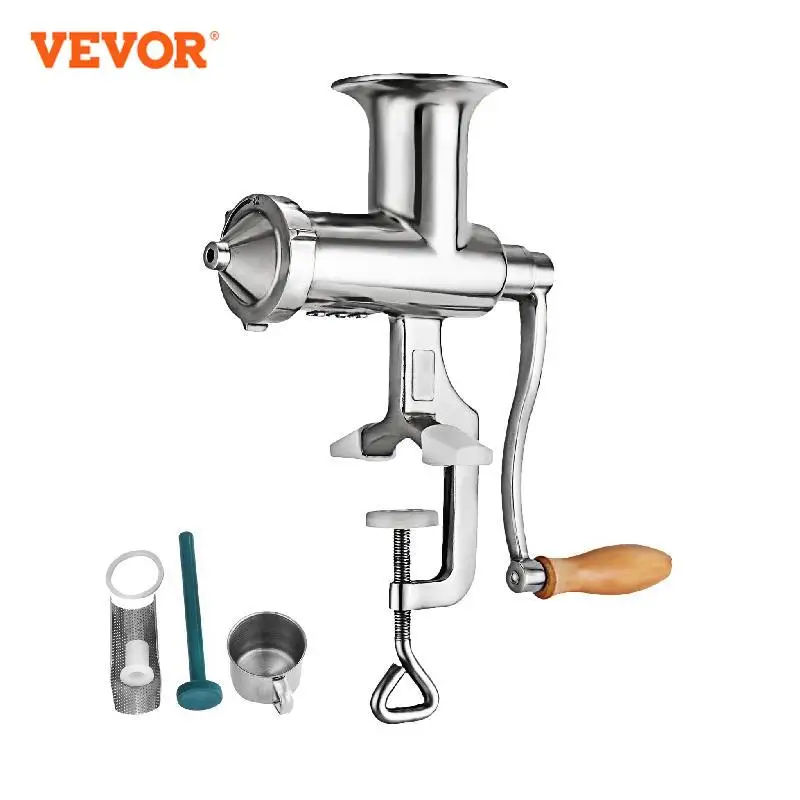 

VEVOR 2.2” Manual Wheatgrass Juicer W/ Multiple Accessories Stainless Steel Food Grade Juice Extractor Auger Slow Squeezer Home