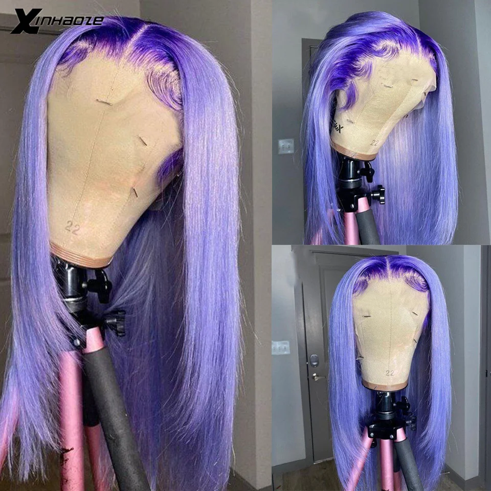 

Ombre Dark Purple 13*1*6 T Part Lace Front Wigs Brazilian Remy Human Hair Short Straight BoB Wig with Baby Hair For Women