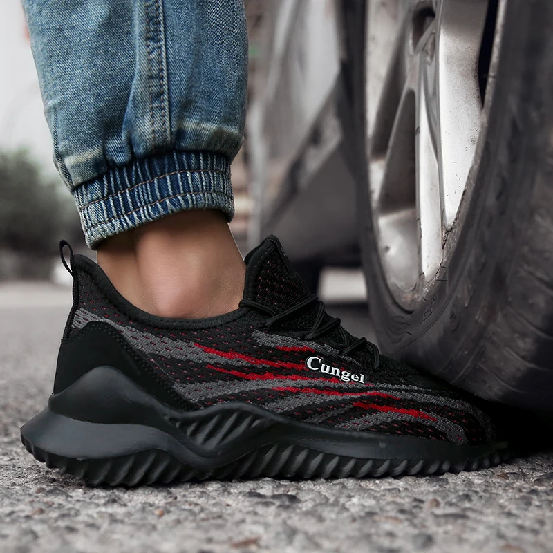 Outdoor Breathable Men Work Safety Shoes Anti-puncture Working Sneakers Men Women Work Shoes Sports Hiking Shoes Plus Size 36-46