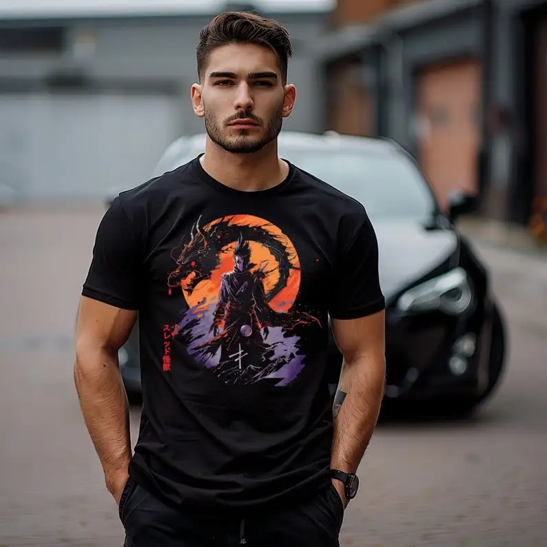 Соло выравнивающаяся аниме футболка-темный вызов силуэт с Луной