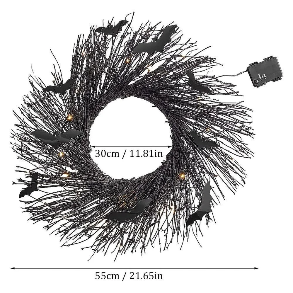 55 см венок на Хэллоуин для входной двери люминесцентная гирлянда из ротанга с