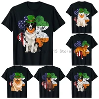 st patricks day irish american flag funny dog t shirt