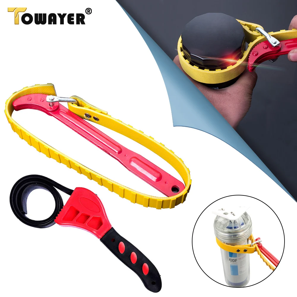 

6Inch Belt Wrench Oil Filter Puller Strap SpannerChain Jar Lids Cartridge Disassembly Tool Adjustable Strap Opener Plumbing Tool