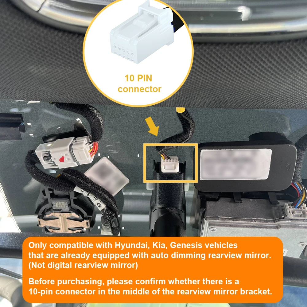 

Адаптер видеорегистратора FitDVR (10-контактный) для Hyundai/Kia/Genesis, светодиодный дисплей, USB-кабель питания, аксессуары для автомобильных видеорегистраторов, D3-014