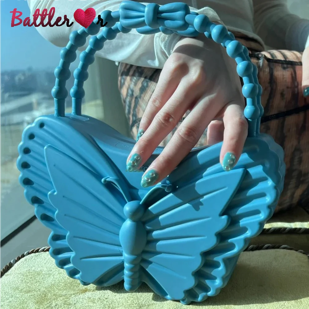 

Luxury Butterfly Jelly Women's Handbags Sweet PVC Hand Bags for Women 2022 Cute Evening Party Bags Luxury Designer Clutch Purses