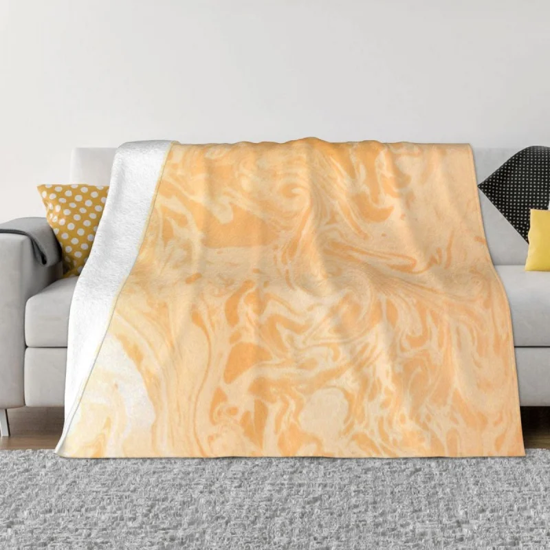 

Marbling Marbled Marble Pattern Blanket Flannel Orange 01 Cozy Soft FLeece Bedspread