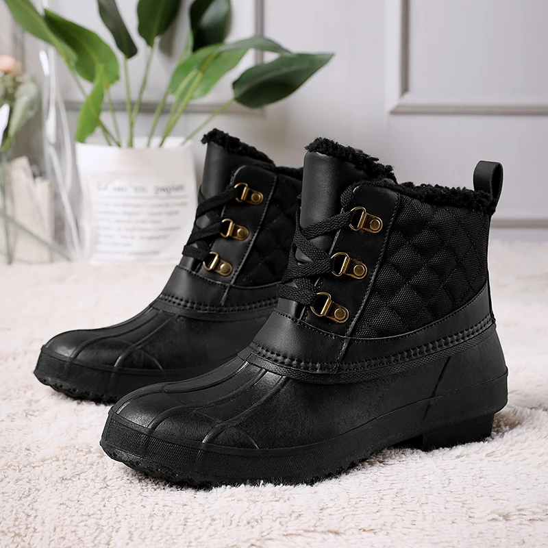 YISHEN Women Snow Boots Winter Warm Plush Duck Boots For Women Waterproof Non-Slip Rubber Rain Shoes Fashion Casual Shoes Botas