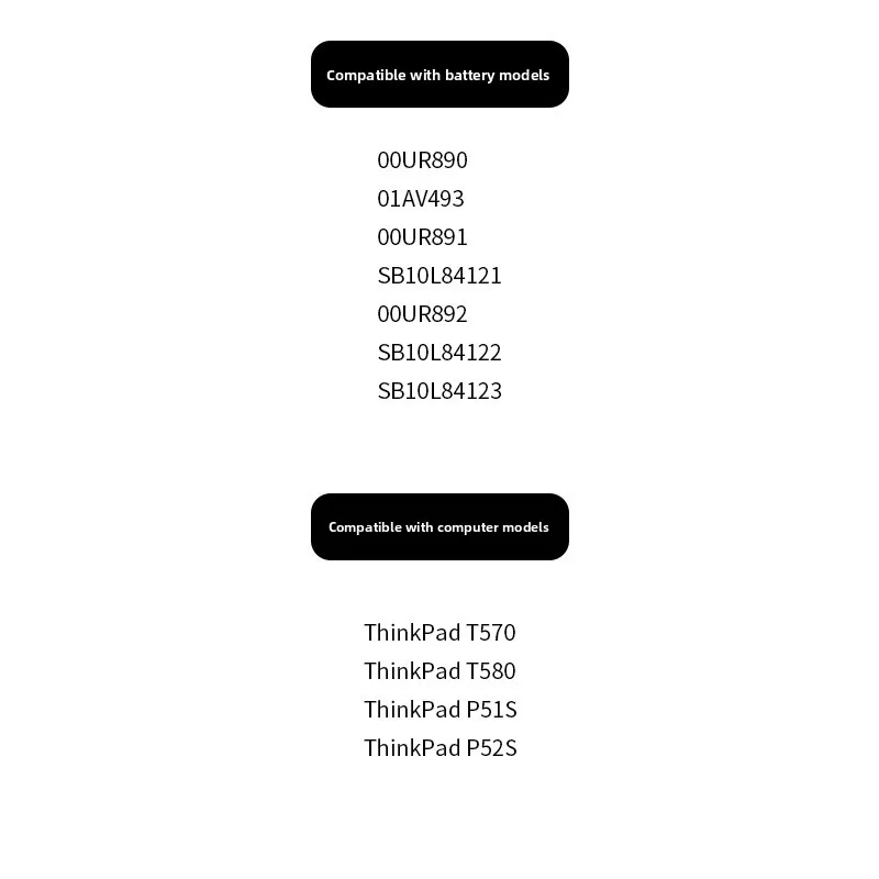 Фото 15,2 В 32WH 2100 мАч 01AV493 Аккумулятор для ноутбука Lenovo ThinkPad T570 T580 P52S P51S серии SB10L84121 00UR892 00UR890 00UR891 №4
