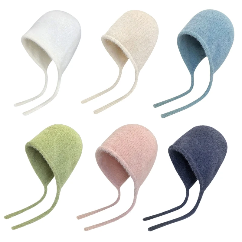 Multi Color Knitted Hat Elastic Windproof Hat Ear Protection Cap Warm Fluffy Winter Knitted Cycling Skiing Supplies