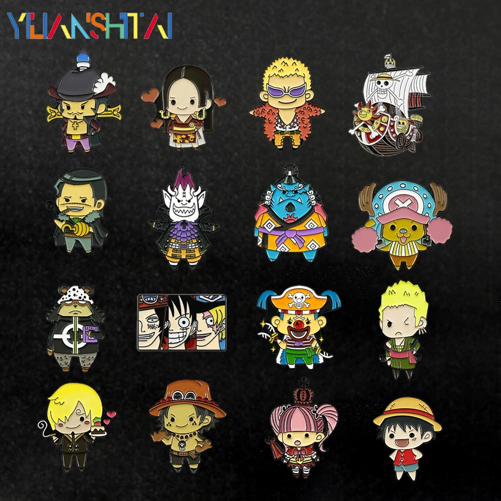 Цельные эмалевые булавки Luffy в виде черепа, броши, аксессуары, персонажи, булавки на лацкан, Значки для рюкзака, милые аниме-броши, булавки в подарок