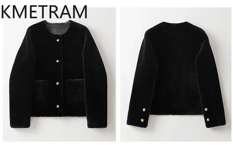 Шуба из натуральной мериносовой шерсти женская короткая черная куртка