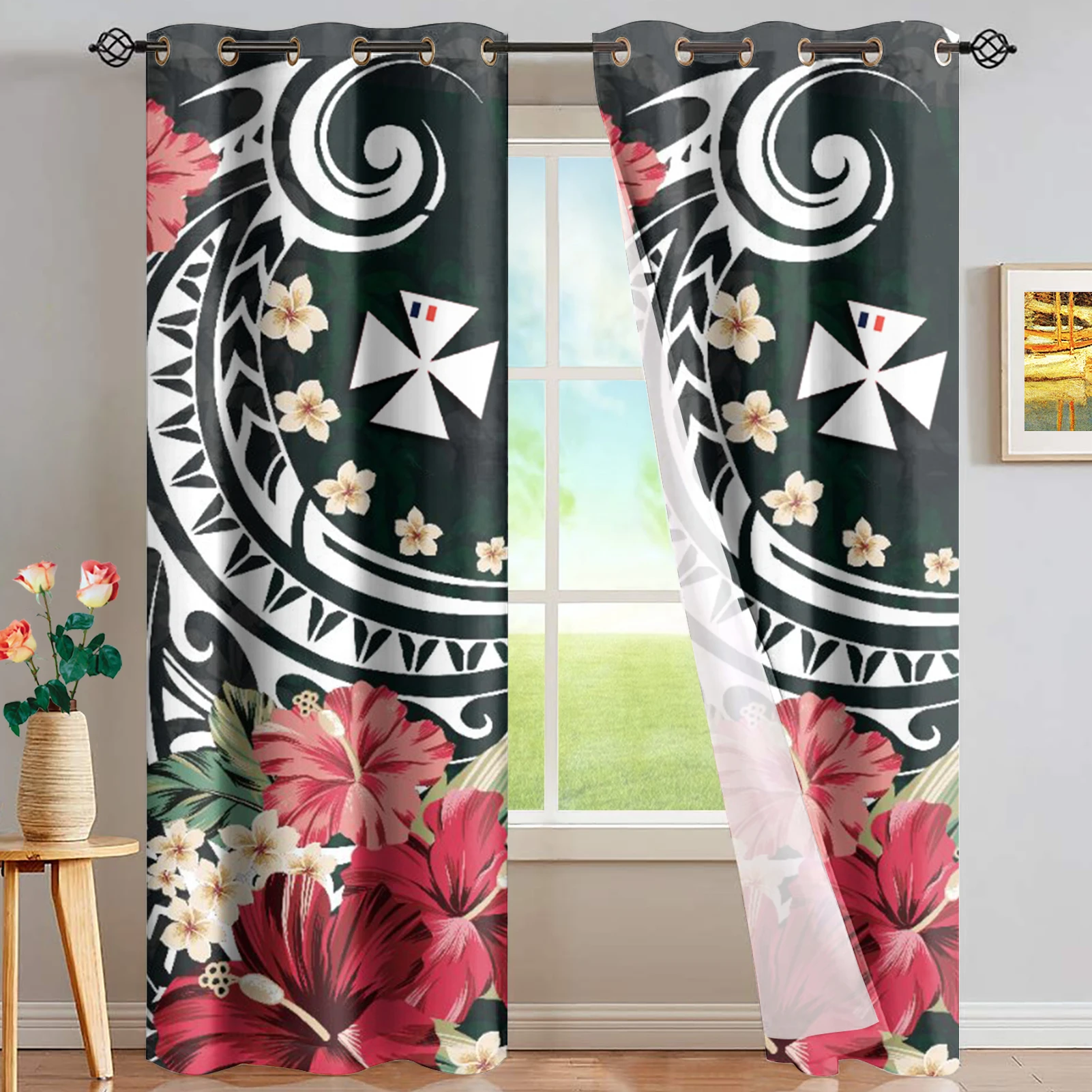 

TOADDMOS Plumeria Wallis and Futuna Polynesian Pattern Curtains for Bedroom Blackout SunBlind Window Sun Blind Home Decor 2022