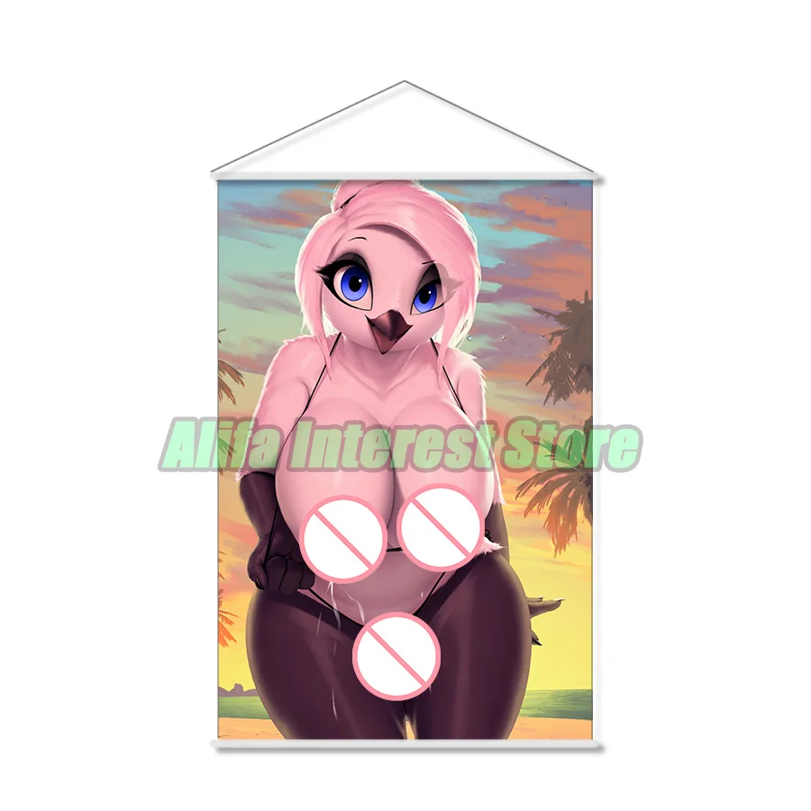 Пушистая птица Вивиан Роза аниме настенный свиток висячий постер домашний декор