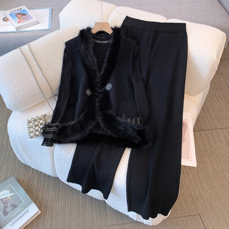 Женские вязаные кардиганы на пуговицах свитера + комплекты брюк жилет женские