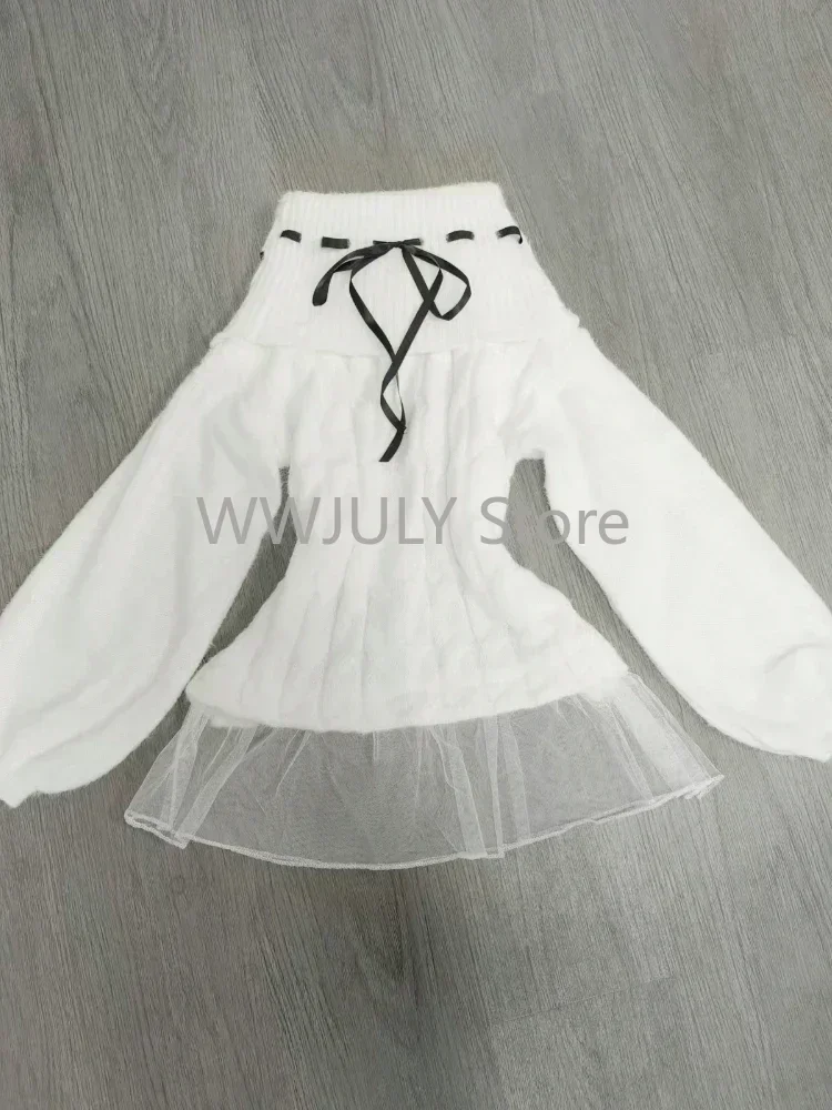 Вязаный свитер с открытыми плечами