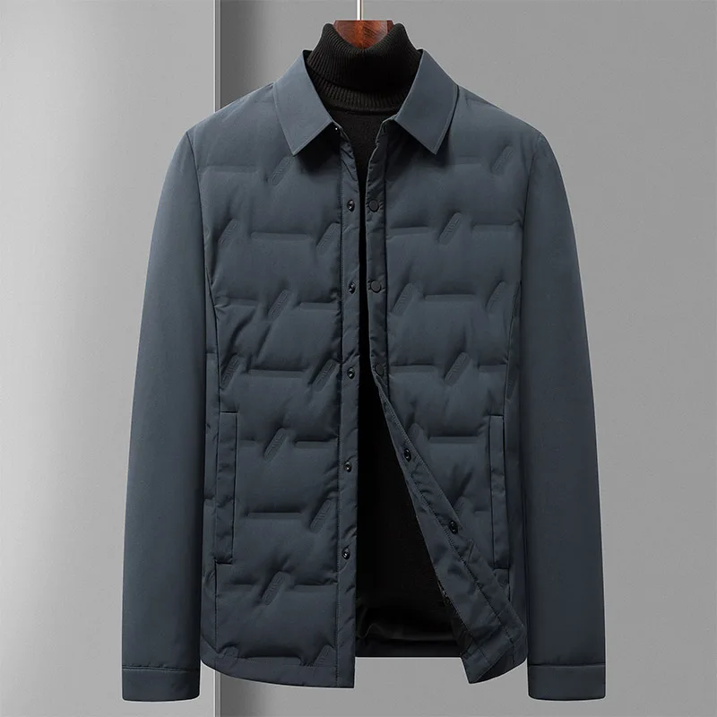 Winter Autumn Men Thermal Lightweight Puffer Parkas Black Navy Blue Grey Puff Padded Basic Coats Male Warm Outerwear