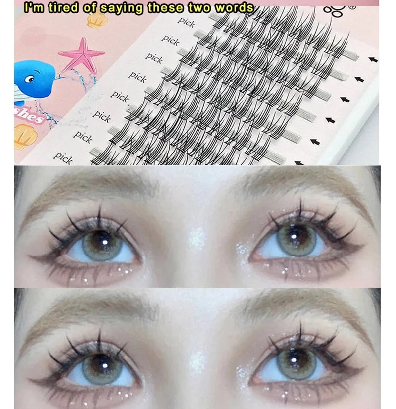 Новые Накладные ресницы рыбий хвост натуральные с толстой завивкой требуют клея