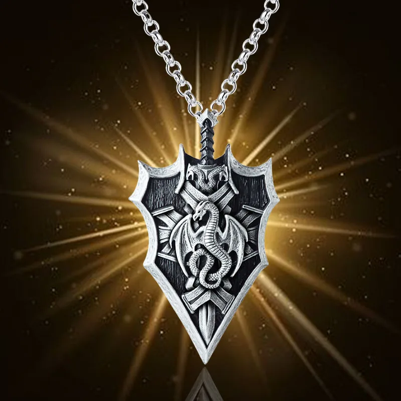 

Mens Shield Necklace New European and American Classic Vintage Fashion Pendant Jewelry for Women Reunion Gifts Wholesale Items