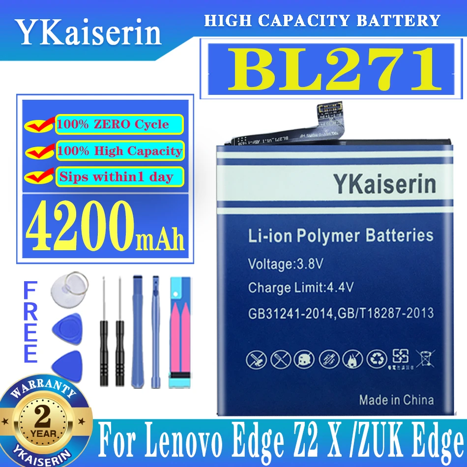 

YKaiserin BL271 BL 271 4200mAh Phone Battery For Lenovo Edge Z2 X/ZUK Edge High Capacity Batteria + Track Code