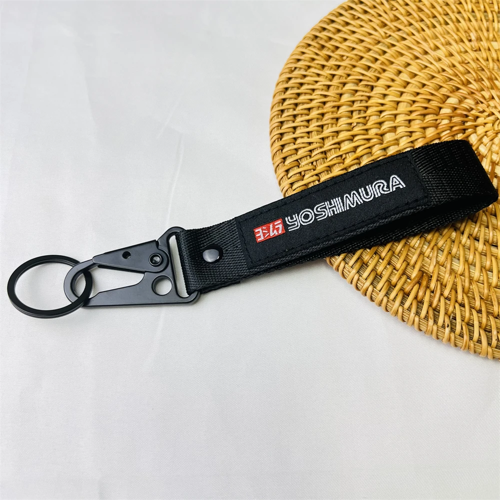 

Мотоциклетный брелок с тканой этикеткой, гоночный раллийный брелок с эмблемой, черный нейлоновый ремешок, украшение для Yoshimura Suzuki, аксессуары для мотоциклов