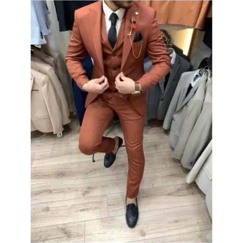 

2022 Formal Men Suit Slim Fit Mens Suits Bespoke Groom Tuxedo Blazer for Wedding Prom Jacket Pants Vest 3Pcs