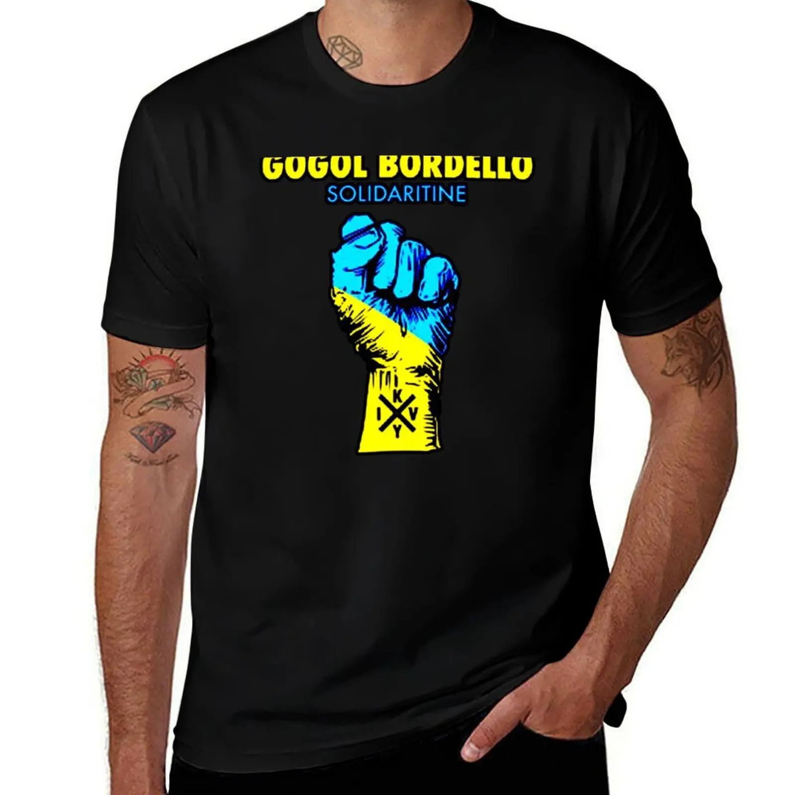 Фото Футболка с логотипом Gogol Bordello Solidaritine, графические футболки для мужчин, футболка. №1