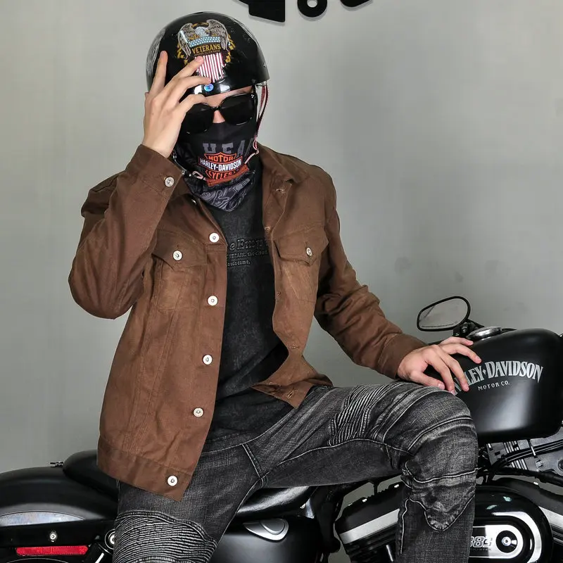 Motorcycle riding clothes motorcycle jacket grease waxed coating waterproof windproof and anti-fall men's American jacket canvas