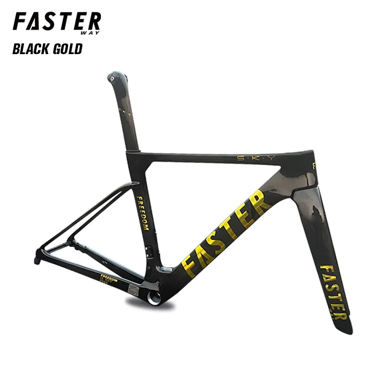 Фото Новая модель T47 FASTERWAY Freedom Frameset Карбоновая дорожная рама для велосипеда с вилкой, зажим для подседельного штыря, гарнитура, руль 32C, дисковый тормоз №4