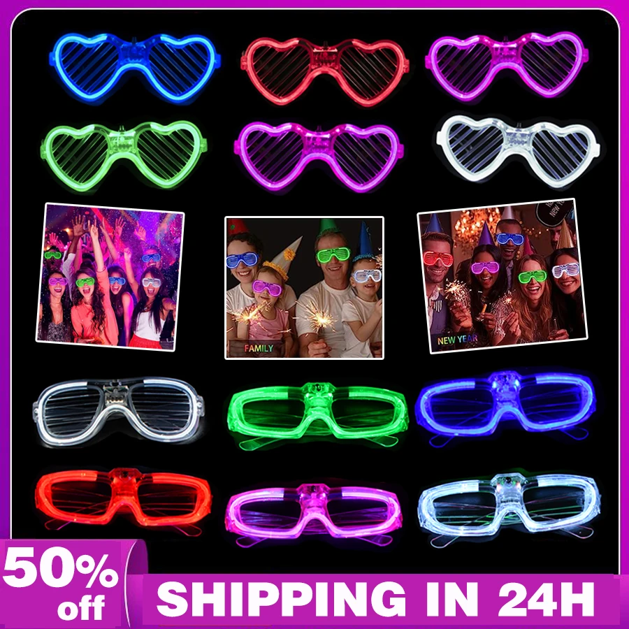 

10/20/30/40/50 Pcs Glow in the Dark Led Glasses Light Up Sunglasses Neon Party Favors Glow Glasses for Kids Adults Party Supply