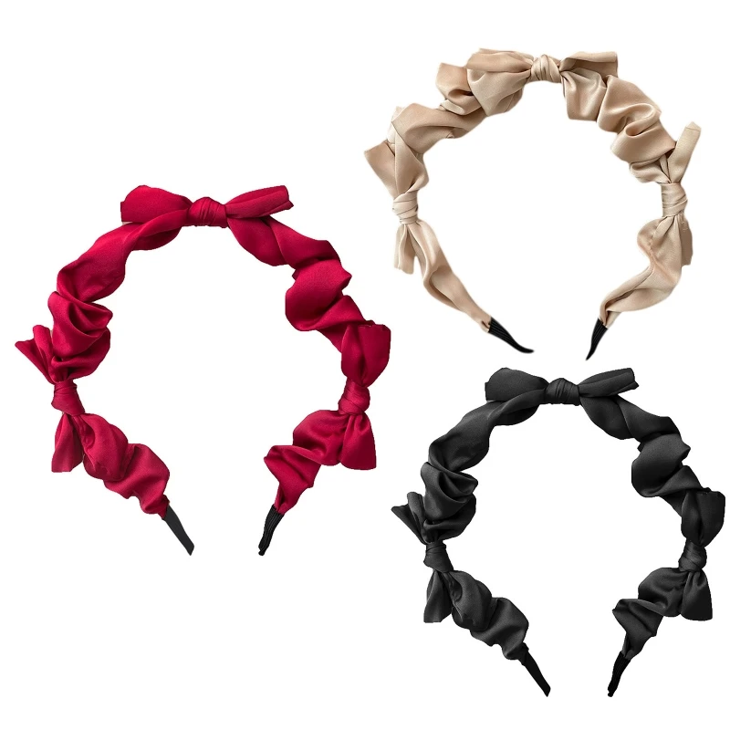 

2XPC Ribbon Bow Headbands Pleated Hair Hoop Party Costume Hairband